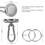 1 x RAW Customer Returns Ant Mag Magnetic Hook Strong Neodymium Magnetic Hooks with 63.5KG Adhesive Force Magnet Heavy Duty Hook with Swivel Carabiner for Kitchen Bathroom Bedroom Garage Office Refrigerator 2 pieces - RRP €16.13