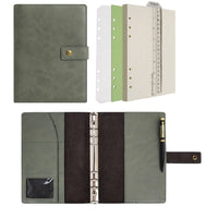 1 x RAW Customer Returns Wonderpool Leather Refillable Notebook Ring Binder A5 Diary - Dotted Paper Genuine Leather Inner Pockets for Travel Work and Organizer Green, A5  - RRP €21.49