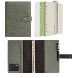 1 x RAW Customer Returns Wonderpool Leather Refillable Notebook Ring Binder A5 Diary - Dotted Paper Genuine Leather Inner Pockets for Travel Work and Organizer Green, A5  - RRP €21.49