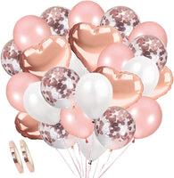 1 x Brand New AivaToba Rose Gold Balloons Confetti Balloons, Latex Balloons Helium Balloons Heart Balloon Heart Balloons White Balloons for Birthday, Baby Shower, Wedding Decoration, Party Decoration - RRP €8.05