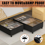 1 x RAW Customer Returns 2 Pack Underbed Storage Box 49L Underbed Chest of Drawers with Wheels Lid Metal Frame Bed Box Organizer Storage Bag Foldable Underbed Box for Clothes Shoes Blankets Bedding, Black - RRP €44.99