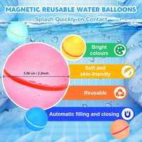 18 x Brand New 10PCS Magnetic Reusable Water Bomb Self-Sealing Water Bomb Quick Filling Reusable Water Balloons Garden and Beach Summer Pool Party for Kid and Adult - RRP €345.6