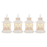 1 x RAW Customer Returns Romadedi Tealight Lantern White Decoration - Set of 4 Vintage Lantern Candle Metal Small with Engraving for Candles, Table Decoration, Wedding, Christmas, Ramadan, Balcony, Garden, Outdoor - RRP €21.99