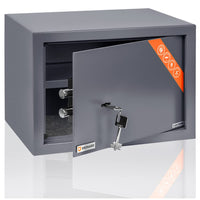 1 x RAW Customer Returns Brihard Family Safe with Key Lock - 25x35x22cm Security Safe with Portable Removable Shelf, A4 Size - RRP €69.87