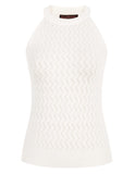 1 x Brand New CURLBIUTY Women s Elegant Halterneck Crop Top Round Neck Knitted Camisole Hollowed-Out Sleeveless Tops White XXL - RRP €23.96