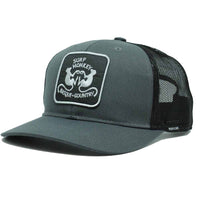 2 x Brand New DRESSED IN MUSIC PLAY WITH ME Surf Monkey Recycled Trucker Cap - One Size Fits Most - Adjustable Snapback Cap - 6 Panel Design Grey  - RRP €79.9