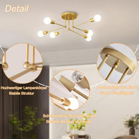 1 x RAW Customer Returns ZTWLEED Ceiling Light Vintage, 8-Light Industrial Ceiling Lamp Gold, Ceiling Lamp E27, Shape Adjustable Chandelier, Retro Sputnik Ceiling Light for Living Room Bedroom Without Light Bulb  - RRP €34.27