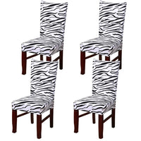 1 x RAW Customer Returns WANYIG Universal Chair Covers Chair Cover Stretch Set of 4 or 6 Chair Covers Spandex Washable Dining Room Seat Chair Covers Protectors Zebra Pattern, Set of 4  - RRP €20.16