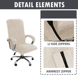 1 x RAW Customer Returns Velvet plush office chair cover with armrest, solid color, stretch cover for office chair, elastic chair covers, spandex office computer chair covers, removable for office chair, chair covers, cover, beige, XL - RRP €28.48