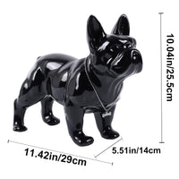 1 x RAW Customer Returns SHENGTIAN Standing Bulldog Statue with Silver Necklace - Resin Sculpture for Living Room, Bedroom, Bathroom and Desk Decoration Black, L  - RRP €53.99