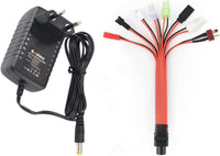 1 x RAW Customer Returns Aliwisdom Universal Rc charger for 2.4V -12V 2-10S NI-MH NI-CD batteries With SM 2P, Tamiya KET 2p, Huanqi, Mini Tamiya, JST, XH 2.54 2P, Futaba JR, T adapter plug splitter cable for RC car - RRP €22.55