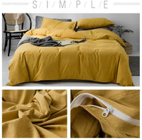 1 x RAW Customer Returns Lanqinglv bed linen 135x200cm 2-piece yellow gold plain duvet cover 135x200cm with zipper and pillowcase 80x80cm made of renforce microfiber - RRP €27.12