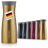 1 x RAW Customer Returns Blumtal thermal mug 380 ml - coffee mug to go made of stainless steel - leak-proof insulated mug cold hot - mug with 360 drinking opening - thermos mug with quick-press closure - coffee mug - yellow - RRP €15.12