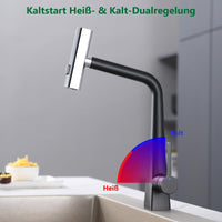 1 x RAW Customer Returns Kelleria Kitchen Faucet Black Extendable, Cold Start Mixer Tap with Extendable Shower, Single Lever Sink Faucet with Three Water Jet Modes, Stainless Steel High Pressure Kitchen Faucet 360 Rotatable - RRP €70.81