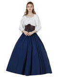 1 x RAW Customer Returns BEAUTELICATE Long Skirt Women Cotton Vintage Skirt Medieval Bohemian Summer Renaissance Gypsy Gothic Victorian Cosplay Costume Beach Clothing Navy Blue, XL  - RRP €33.99