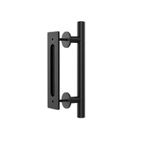 1 x RAW Customer Returns WINSOON Sliding Door Handles 30cm Black Fittings with Flush Finger Pull, Large, Rustic, for Gates, Garages, Cabinets - RRP €20.0