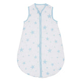 1 x Brand New Bloomsbury Mill - Organic Cotton Baby Sleeping Bag - Four Seasons 2.5 Tog - Ultra Soft Breathable Muslin - Newborn Bedding - 6 to 18 Months - Blue and White Stars - RRP €24.86