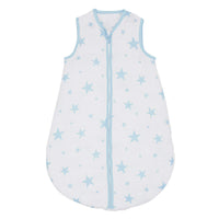 1 x Brand New Bloomsbury Mill - Organic Cotton Baby Sleeping Bag - Four Seasons 2.5 Tog - Ultra Soft Breathable Muslin - Newborn Bedding - 6 to 18 Months - Blue and White Stars - RRP €24.86