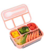 1 x RAW Customer Returns Meider lunch box with 4 compartments, the bento box contains a spoon, robust and leak-proof, BPA-free lunch box, snack box for school and picnic snack box pink  - RRP €7.04