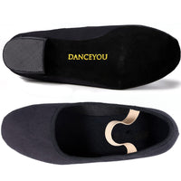 1 x RAW Customer Returns DANCEYOU Dance Shoes Canvas Character Shoes with Low Heel for Girls and Women Black EU 38 - RRP €29.99