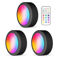 1 x RAW Customer Returns WUYOR Wireless Cabinet Lighting RGB 16 Colors LED Night Light with Remote Control and Timing Function Dimmable Battery Operated Cabinet Lights for All Cabinets etc 3 Packs Black  - RRP €12.99