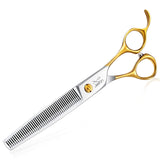 1 x RAW Customer Returns JASON professional chunker scissors for dogs, thinning scissors, dog scissors, fur scissors, dog grooming scissors made of Japanese 440C stainless steel, 7.5 inches, 40 teeth - RRP €39.99