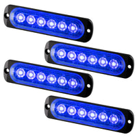 1 x RAW Customer Returns Teguangmei 4pcs Ultra Thin 6LED Emergency Strobe Lights Blue Danger Beacon Warning Flashing Universal Lights for Car Vehicle Truck 12-24V - RRP €29.76