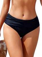 2 x RAW Customer Returns SHEKINI Women s Ruched Bikini Bottoms Mid-High Swimming Trunks Hide Belly Briefs Hipster Women s Classic Moderate Coverage Swimming Trunks Shorts X-Large, Black  - RRP €48.7