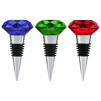 1 x RAW Customer Returns WANDIC Wine Bottle Stopper, Set of 3 Diamond Shape Red Blue Clear Crystal Metal Wine Bottle Stopper Decorative Glass Wine Bottle Stopper for Bar Party 3 Colors - RRP €19.03