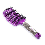 1 x RAW Customer Returns Kaiercat hair brush made of boar bristles - ideal for detangling thick hair, ventilation slots for faster drying, 100 natural boar bristles for distributing hair oil purple  - RRP €16.99