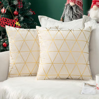 3 x Brand New MIULEE Set of 2 Christmas Cushions Velvet Cushion Cover Grid Modern Decorative Cushion Cover Pillowcases Sofa Cushion Soft Decoration with Hidden Zipper Sofa Office Bed 50 x 50 cm Milk White - RRP €55.95