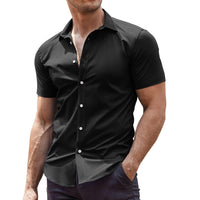 1 x RAW Customer Returns COOFANDY Shirt Men Short Sleeve Non-Iron Business Shirt Regular Fit Casual Shirts Cotton Stretch Men s Shirt Short Sleeve Summer Shirt Formal Shirt Black S - RRP €26.49