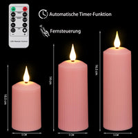 1 x RAW Customer Returns yunsheng Rechargeable LED Candles with 10-Key Remote Control, Outdoor Waterproof Flameless Candles with 6 8H Timer, Roman Pillar Candles in a Set of 6 5.1x10.5 14 16.5cm , Pink, Type-C - RRP €19.99