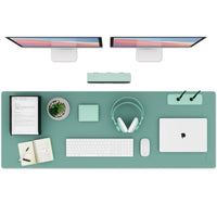 1 x RAW Customer Returns Knodel table mat, desk mat, PVC table mat, laptop table mat, waterproof desk mat for office or home use, double-sided green grey, 43cm x 120cm  - RRP €25.19