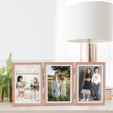 1 x Brand New EUBSWA Wooden Picture Frame Foldable 6 Inches for 3 Photos, Double Collage Photo Frame Portrait Frame Frame for the Desk or Family Wedding Gifts - RRP €15.12