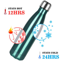 1 x RAW Customer Returns flintronic Thermal Bottle, 500ML Stainless Steel Water Bottle, Double Wall Vacuum Insulation, BPA Free Eco Friendly Hot Cold Bottles, with 1 Cup Holder and 1 Brush - RRP €13.98