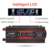 1 x RAW Customer Returns LVYUAN Voltage Converter 12V 230V 1000W 2000W Inverter LCD with 2 USB - RRP €72.99