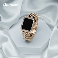 1 x RAW Customer Returns wutwuk Apple Watch Bracelet 40mm Glitter Compatible with Bracelet Apple Watch SE 40mm Rose Gold Metal Protective Case for iWatch Series 4 5 6 SE SE2 Rhinestone Jewelry Women - RRP €25.16