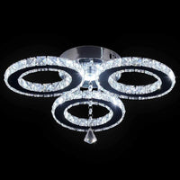 1 x RAW Customer Returns CXGLEAMING 3-Rings Crystal LED Ceiling Light Stainless Steel Pendant Light Modern Chandelier Lamp for Foyer Living Room Dining Room Bedroom - RRP €52.74