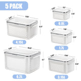 1 x RAW Customer Returns GUWINA food storage containers for fruit and vegetables with lid and strainer, 5-piece plastic refrigerator organizer set, food storage boxes for refrigerator, leak-proof and separable, refrigerator containers- RRP €34.27