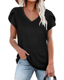 1 x RAW Customer Returns PLOKNRD Tops for Women Summer Short Sleeve Tops V-Neck for Women Black, S  - RRP €21.15