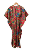 1 x Brand New INDACORIFIE Women s Printed Kaftan 100 Cotton Lightweight Summer Caftan Beach Dress Long Maxi Dress Nightwear Red Color - RRP €35.28