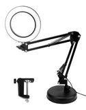 1 x RAW Customer Returns QWORK magnifying glass with light, magnifying lamp with clamp and base, 10X magnifying lamps, 3 color modes and 10 brightness levels, adjustable swivel arm lamp, black - RRP €31.91