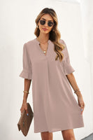 1 x RAW Customer Returns ANFTFH 2024 Women Casual Loose Sundress Mini Dress Short Sleeve Shift Dresses Summer Beach Dress Gray Pink XXL - RRP €33.99