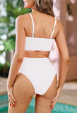 1 x RAW Customer Returns Viottiset Women s Two Piece Bandeau Top Bikini Set High Waist Swimsuit Removable Straps Push Up Padded White XL - RRP €32.26