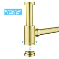 1 x RAW Customer Returns Keymark Design Siphon, Universal Design Siphon for Washbasins Vanity Units, Bathroom Drain Fitting, Custom-Fit Bottle Siphon 1 1 4 x 32mm, Odor Trap Brass, Brushed, Brushed Gold - RRP €39.31