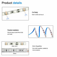 1 x RAW Customer Returns Tesfish 12V LED Strip Light RGB, 5mm Wide Ultra Thin 5M LED Light Strip SMD 3535 IP20 Total 600 LEDs Color Changing LED Tape LED Light Strip for Bedroom, Kitchen, Advertising Decoration - RRP €29.99