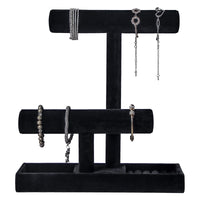 1 x RAW Customer Returns Pangkeep Jewelry Holder, Necklace Bracelet Holder with Ring and Earring Tray, Jewelry Display Stand for Selling Bangles, Hair Ties, Watches and Chains Black Velvet  - RRP €22.99