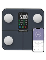 1 x RAW Customer Returns Healthkeep Body Fat Scale Personal Scale Digital Scale with Body Fat and Muscle Mass for 15 Body Data Heart Rate Monitor People with Large VA Screen With APP for iOS and Android - RRP €54.99