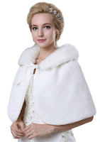 1 x RAW Customer Returns Lifup Women s Warm Winter Shawl Wraps Faux Fur Poncho for Wedding Ceremony Bride Bridesmaid White One Size - RRP €25.87